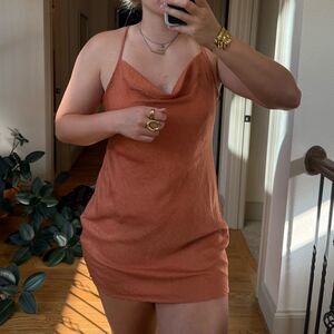 Cotton On burnt orange cowl neck mini dress